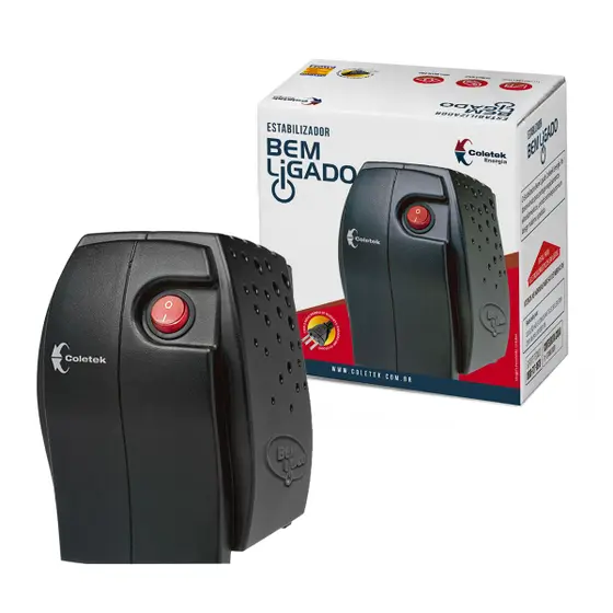 Estabilizador 300VA Coletek, Entrada Bivolt Manual, Saída 115V, 4 Tomadas, Preto - ES-300VA